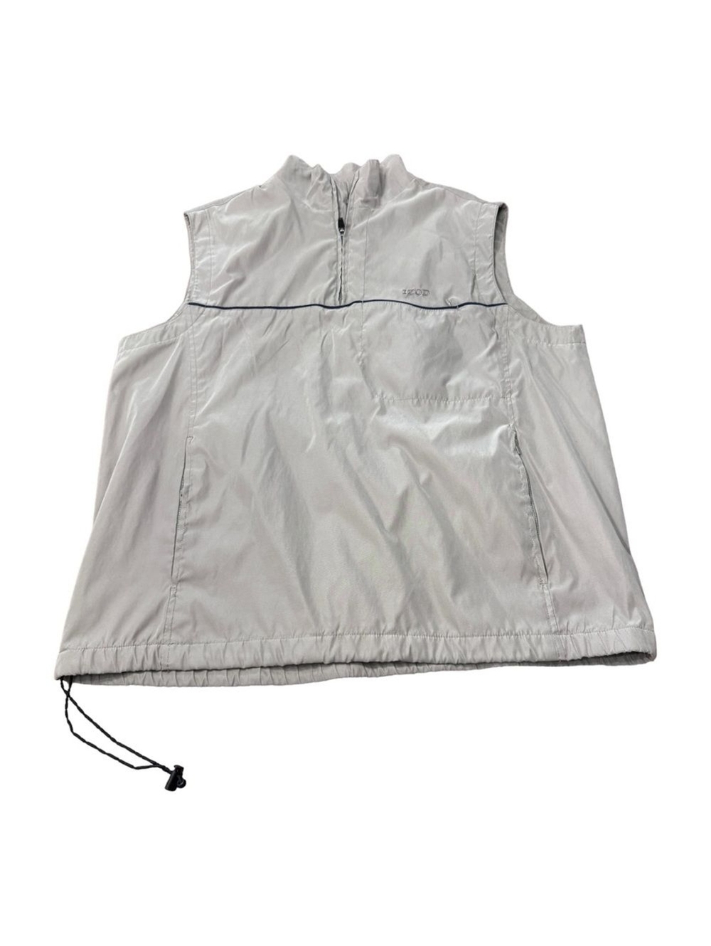. Izod Pullover Sleeveless Golf 3/4 Zip Jacket Windbreaker Khaki Men’s Size L